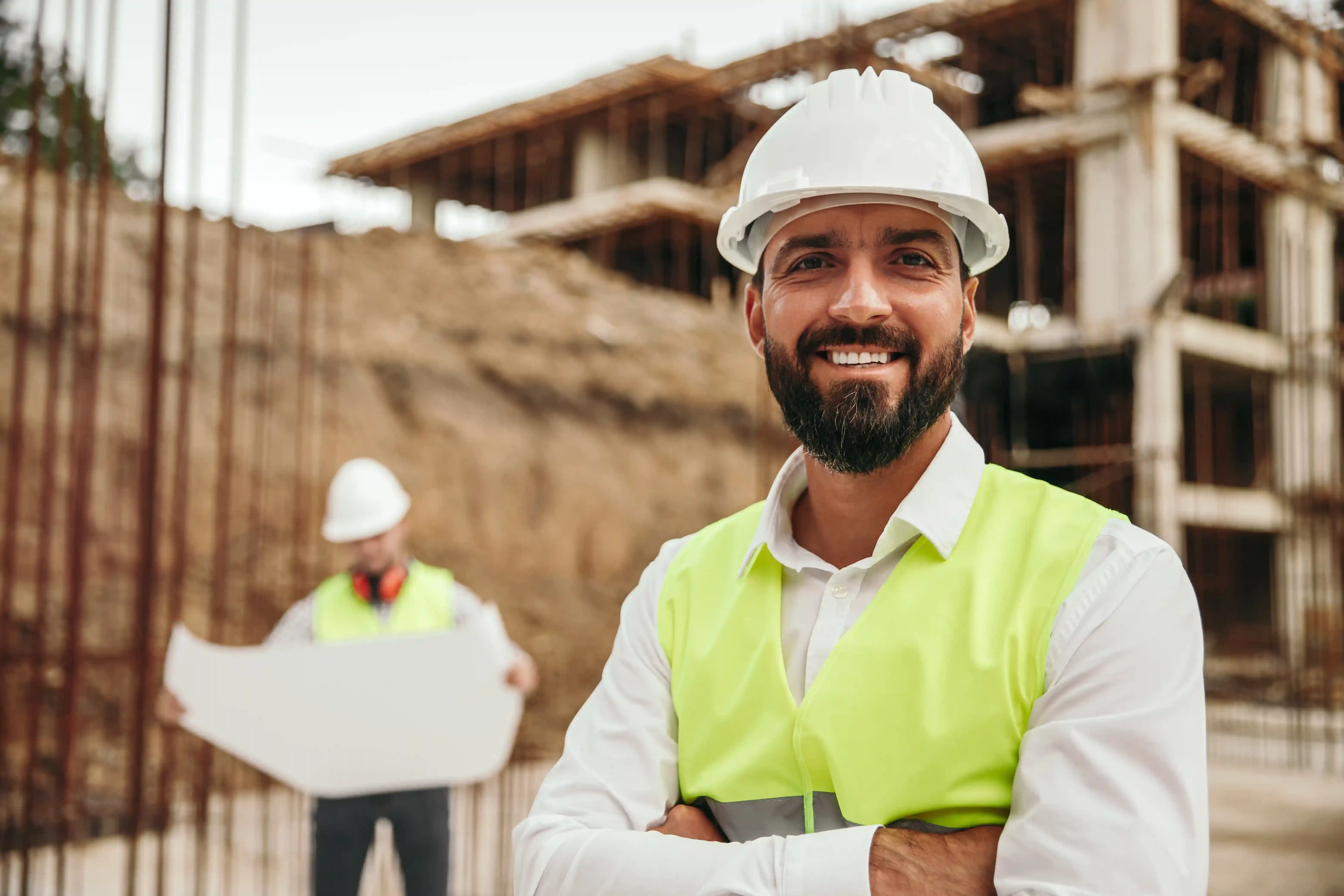 Builder Contractors Examining Photo