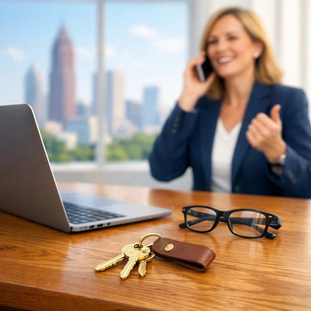 House keys on a wooden table.