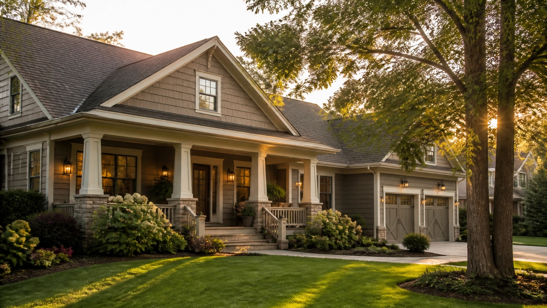 Charming craftsman-style home with landscaped front yard in a quiet residential neighborhood.