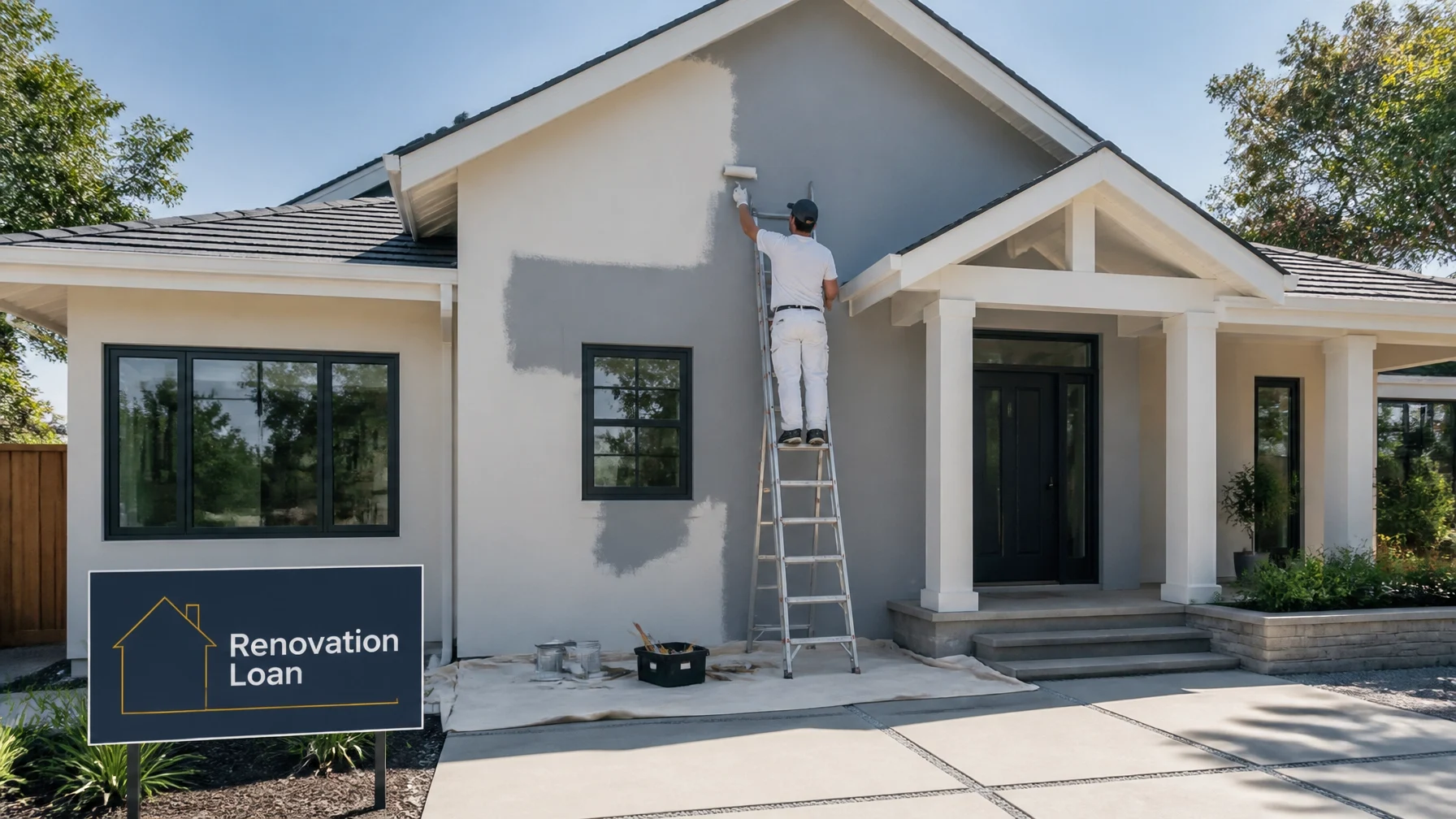 A homeowner doing a renovation and updating their property.